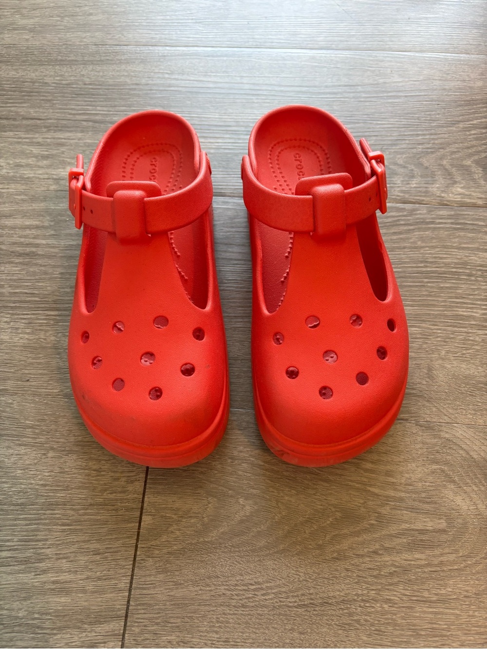 CROCS Red Mary Jane Clog Mules
